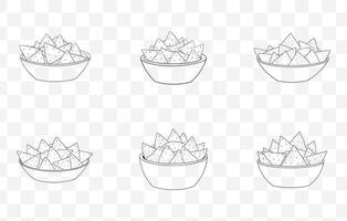 Print Nachos Line Art Set Creative and Detailed Nacho Illustrations for Your Design Projects vector