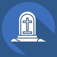 Icon Grave Stone. related to War Military symbol. long shadow style. simple illustration vector