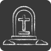 Icon Grave Stone. related to War Military symbol. chalk Style. simple illustration vector