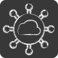 Icon Cloud Network. related to Network symbol. chalk Style. simple illustration vector