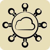 Icon Cloud Network. related to Network symbol. hand drawn style. simple illustration vector