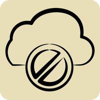 Icon Cloud Block. related to Network symbol. hand drawn style. simple illustration vector