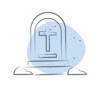 Icon Grave Stone. related to War Military symbol. Color Spot Style. simple illustration vector