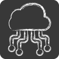 Icon Cloud Hosting. related to Network symbol. chalk Style. simple illustration vector