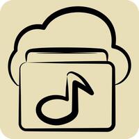 Icon Cloud Music. related to Network symbol. hand drawn style. simple illustration vector