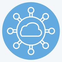 Icon Cloud Network. related to Network symbol. blue eyes style. simple illustration vector