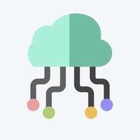 Icon Cloud Hosting. related to Network symbol. flat style. simple illustration vector