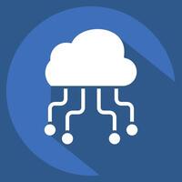 Icon Cloud Hosting. related to Network symbol. long shadow style. simple illustration vector