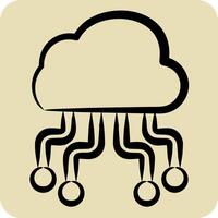 Icon Cloud Hosting. related to Network symbol. hand drawn style. simple illustration vector