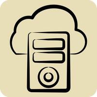 Icon Cloud Database. related to Network symbol. hand drawn style. simple illustration vector