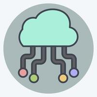 Icon Cloud Hosting. related to Network symbol. color mate style. simple illustration vector