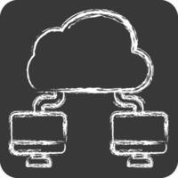 Icon Cloud Connection. related to Network symbol. chalk Style. simple illustration vector