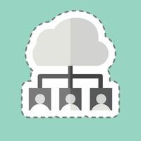 Sticker line cut Cloud Team. related to Network symbol. simple illustration vector