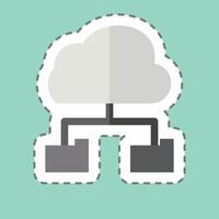 Sticker line cut Cloud Storage. related to Network symbol. simple illustration vector