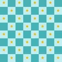 cute pattern with squares and stars in blue color vector