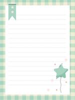 notebook page template in blue colors with balloon and stars vector