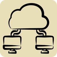 Icon Cloud Connection. related to Network symbol. hand drawn style. simple illustration vector