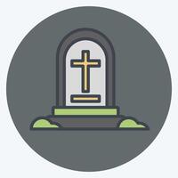 Icon Grave Stone. related to War Military symbol. color mate style. simple illustration vector