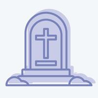 Icon Grave Stone. related to War Military symbol. two tone style. simple illustration vector