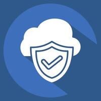 Icon Cloud Security. related to Network symbol. long shadow style. simple illustration vector