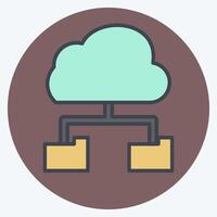 Icon Cloud Storage. related to Network symbol. color mate style. simple illustration vector