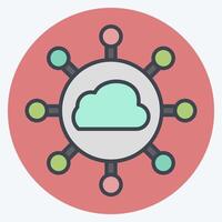 Icon Cloud Network. related to Network symbol. color mate style. simple illustration vector