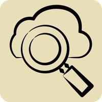 Icon Cloud Search. related to Network symbol. hand drawn style. simple illustration vector