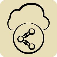 Icon Cloud Share. related to Network symbol. hand drawn style. simple illustration vector