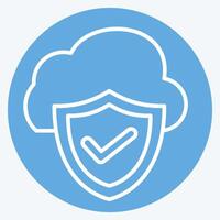Icon Cloud Security. related to Network symbol. blue eyes style. simple illustration vector