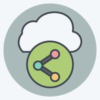 Icon Cloud Share. related to Network symbol. color mate style. simple illustration vector