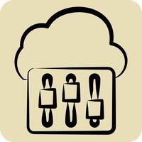 Icon Cloud Setting. related to Network symbol. hand drawn style. simple illustration vector