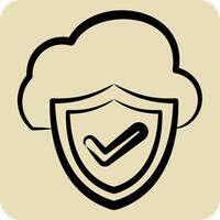 Icon Cloud Security. related to Network symbol. hand drawn style. simple illustration vector