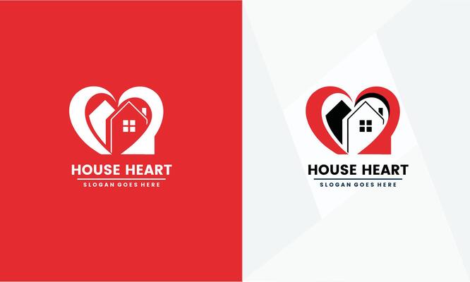 Simple minimalist love with house combination logo design. Pro