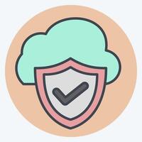Icon Cloud Security. related to Network symbol. color mate style. simple illustration vector