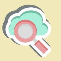 Sticker Cloud Search. related to Network symbol. simple illustration vector
