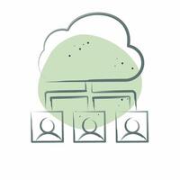 Icon Cloud Team. related to Network symbol. Color Spot Style. simple illustration vector