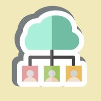 Sticker Cloud Team. related to Network symbol. simple illustration vector