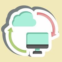 Sticker Backup Data. related to Network symbol. simple illustration vector