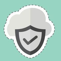 Sticker line cut Cloud Security. related to Network symbol. simple illustration vector