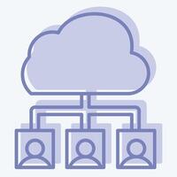 Icon Cloud Team. related to Network symbol. two tone style. simple illustration vector