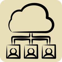 Icon Cloud Team. related to Network symbol. hand drawn style. simple illustration vector