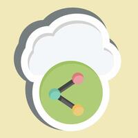 Sticker Cloud Share. related to Network symbol. simple illustration vector