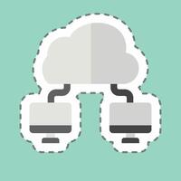 Sticker line cut Cloud Connection. related to Network symbol. simple illustration vector