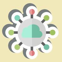 Sticker Cloud Network. related to Network symbol. simple illustration vector