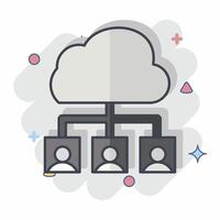 Icon Cloud Team. related to Network symbol. chalk Style. simple illustration vector