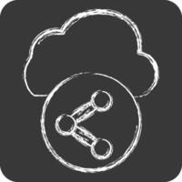 Icon Cloud Share. related to Network symbol. chalk Style. simple illustration vector