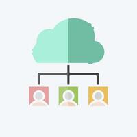 Icon Cloud Team. related to Network symbol. doodle style. simple illustration vector