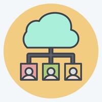 Icon Cloud Team. related to Network symbol. color mate style. simple illustration vector