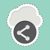 Sticker line cut Cloud Share. related to Network symbol. simple illustration vector