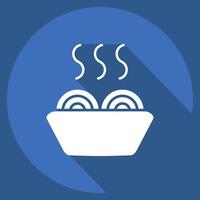 Icon Noodles. related to Breakfast symbol. long shadow style. simple illustration vector